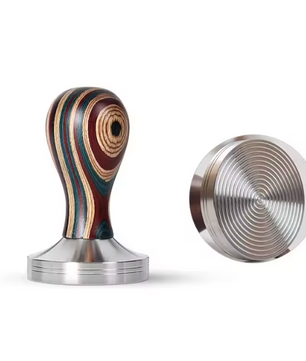 Espresso Koffie Tamper met Houten Handvat – RVS Koffie Aandrukker 51 / 53 / 58 mm
