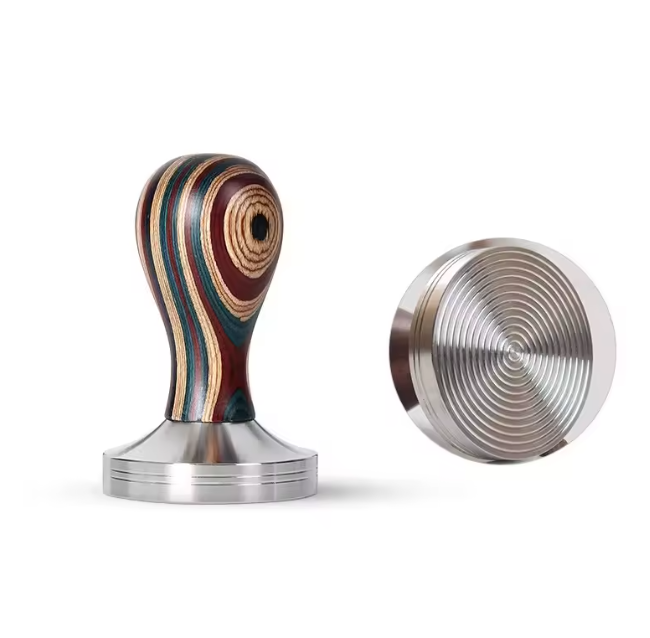 Espresso Koffie Tamper met Houten Handvat – RVS Koffie Aandrukker 51 / 53 / 58 mm