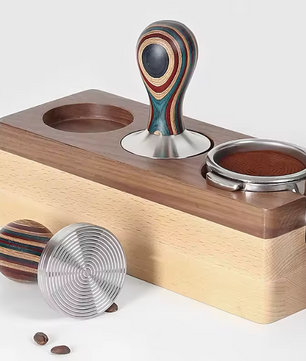 Espresso Koffie Tamper met Houten Handvat – RVS Koffie Aandrukker 51 / 53 / 58 mm