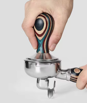 Espresso Koffie Tamper met Houten Handvat – RVS Koffie Aandrukker 51 / 53 / 58 mm