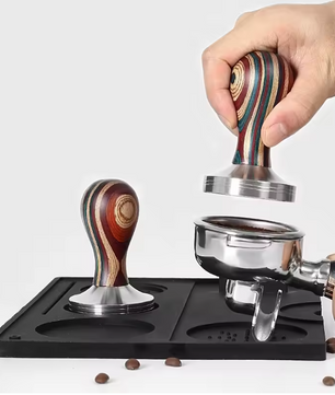 Espresso Koffie Tamper met Houten Handvat – RVS Koffie Aandrukker 51 / 53 / 58 mm