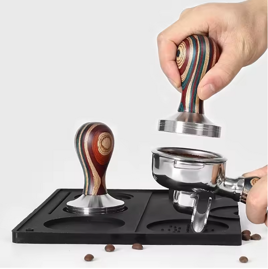 Espresso Koffie Tamper met Houten Handvat – RVS Koffie Aandrukker 51 / 53 / 58 mm