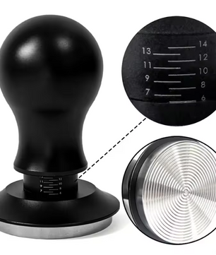 Veerbelaste Espresso Tamper met Rimpelbasis – Barista Koffie Aandrukker met Dieptecontrole