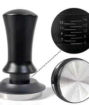 Veerbelaste Espresso Tamper met Rimpelbasis – Barista Koffie Aandrukker met Dieptecontrole