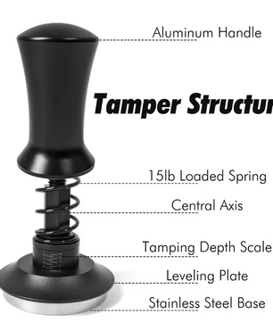 Veerbelaste Espresso Tamper met Rimpelbasis – Barista Koffie Aandrukker met Dieptecontrole