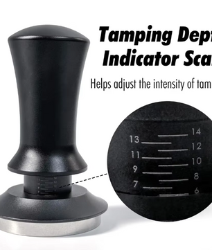 Veerbelaste Espresso Tamper met Rimpelbasis – Barista Koffie Aandrukker met Dieptecontrole
