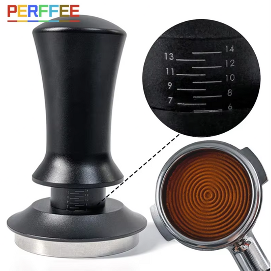Veerbelaste Espresso Tamper met Rimpelbasis – Barista Koffie Aandrukker met Dieptecontrole