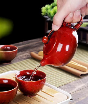 Draagbare Kung Fu Theeset met Reistas – Porseleinen Theepot en 4 Theekopjes