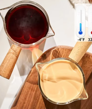 Glazen Espresso Maatbeker met Houten Handvat – Barista Meetbeker voor Koffie en Melk