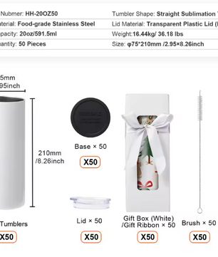 Set Sublimatie Tumblers van RVS – Blanco Tumbler Bekers voor Warmteoverdracht en Personalisatie