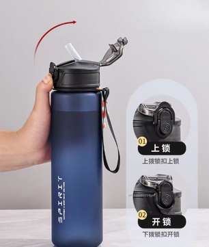 750 ml Waterfles met Rietje en Tijdmarkering – Motivatie Drinkfles voor Sport, Fitness en Reizen