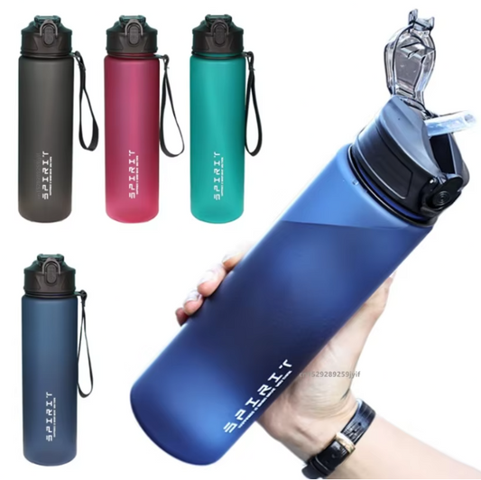 750 ml Waterfles met Rietje en Tijdmarkering – Motivatie Drinkfles voor Sport, Fitness en Reizen