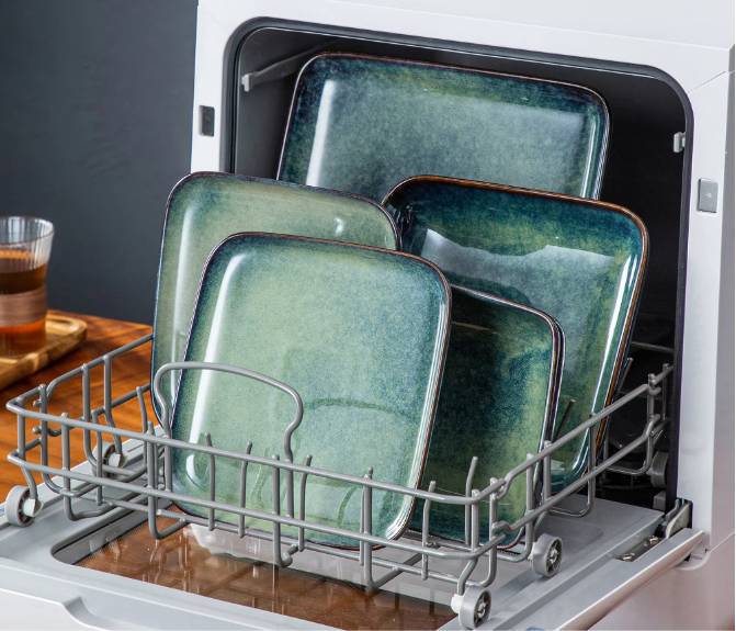 16-Delige Keramische Serviesset Vierkant – Borden en Kommen Set voor 4 Personen