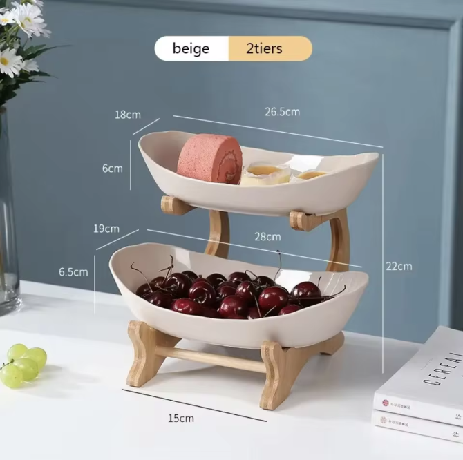 2/3 Laags Fruitschaal Etagère – Moderne Snack- en Fruitstandaard