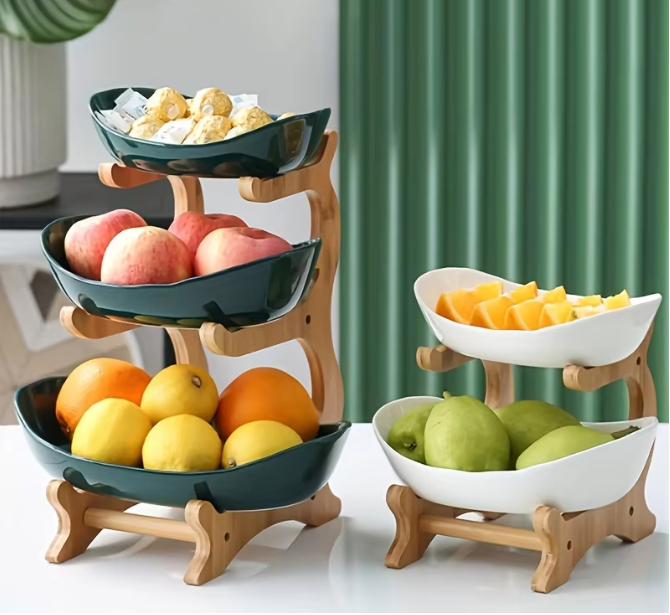 2/3 Laags Fruitschaal Etagère – Moderne Snack- en Fruitstandaard