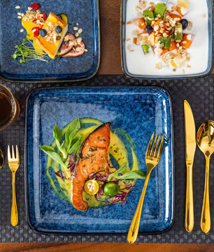 16-Delige Keramische Serviesset Vierkant – Borden en Kommen Set voor 4 Personen