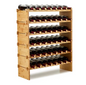 Stapelbaar Bamboe Wijnrek – Vrijstaand Wijnflessenrek voor 36 of 48 Flessen