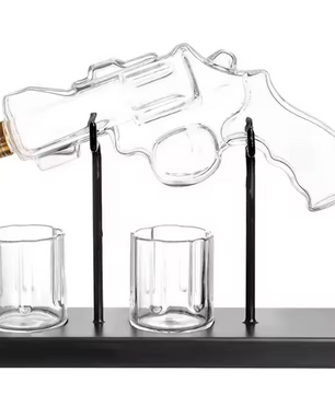 Revolver Whisky Karaf Set met Glazen – Decoratieve Drankdispenser