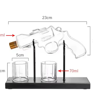 Revolver Whisky Karaf Set met Glazen – Decoratieve Drankdispenser