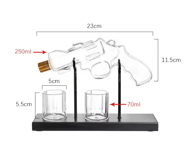 Revolver Whisky Karaf Set met Glazen – Decoratieve Drankdispenser