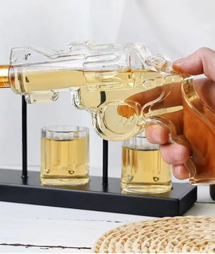 Revolver Whisky Karaf Set met Glazen – Decoratieve Drankdispenser