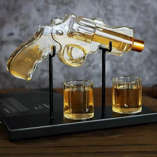 Revolver Whisky Karaf Set met Glazen – Decoratieve Drankdispenser