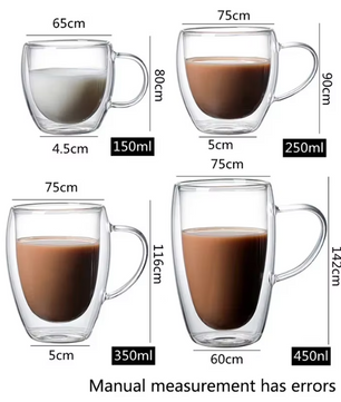 Dubbelwandige Glazen Beker – Hittebestendige Transparante Drinkbeker