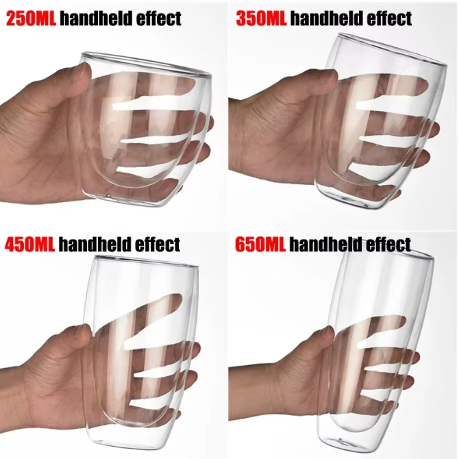 Dubbelwandige Glazen Beker – Hittebestendige Transparante Drinkbeker