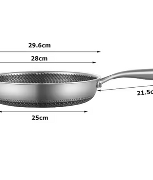 Roestvrijstalen Koekenpan met Honingraat Anti-aanbaklaag en Deksel