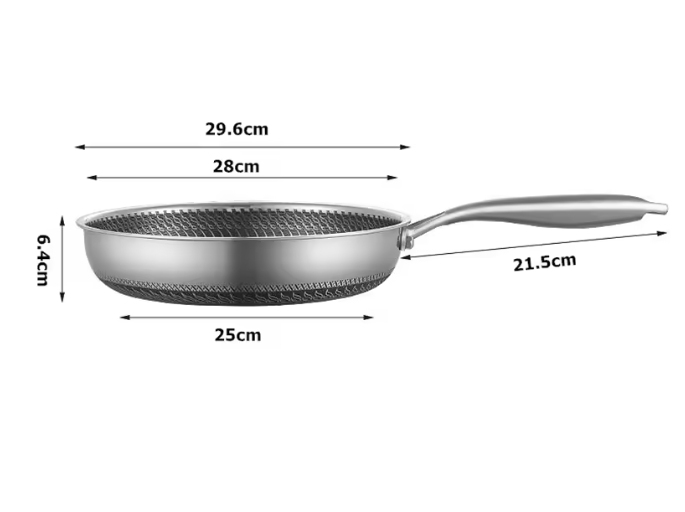 Roestvrijstalen Koekenpan met Honingraat Anti-aanbaklaag en Deksel