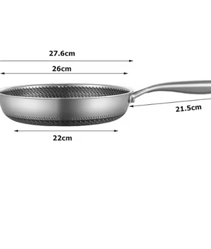 Roestvrijstalen Koekenpan met Honingraat Anti-aanbaklaag en Deksel