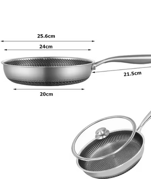 Roestvrijstalen Koekenpan met Honingraat Anti-aanbaklaag en Deksel