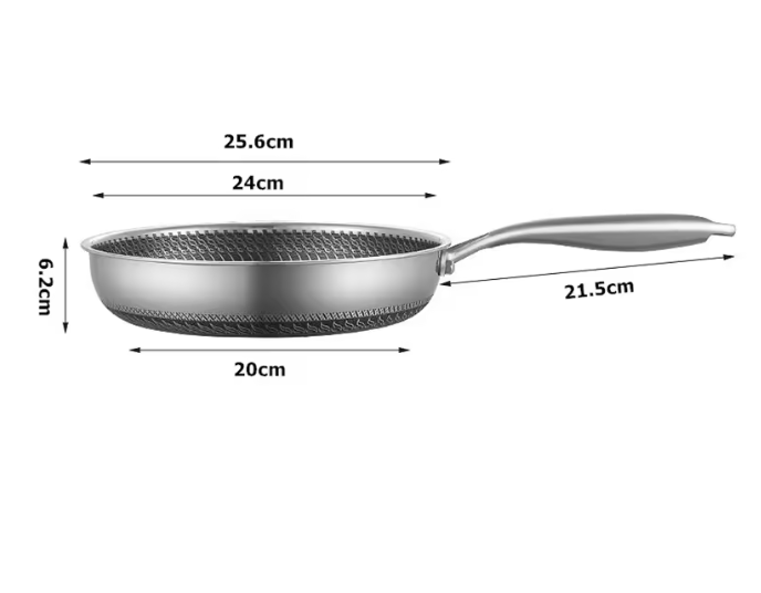 Roestvrijstalen Koekenpan met Honingraat Anti-aanbaklaag en Deksel