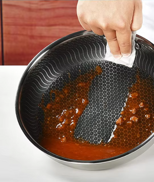 Roestvrijstalen Koekenpan met Honingraat Anti-aanbaklaag en Deksel