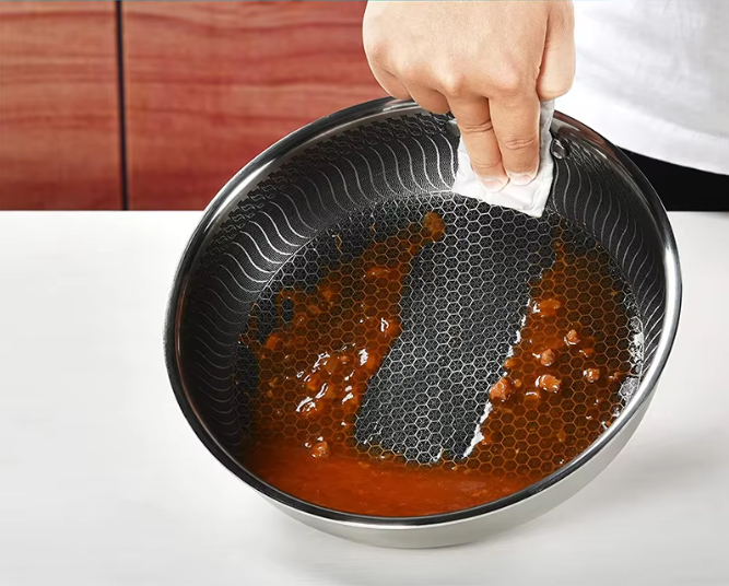 Roestvrijstalen Koekenpan met Honingraat Anti-aanbaklaag en Deksel