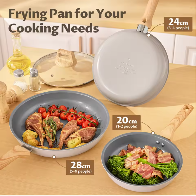 Keramische Koekenpan met Anti-aanbaklaag en Deksel – Inductie Geschikt