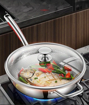 Titanium Wokpan met Ronde Bodem – Ongecoate Roerbakpan voor Keuken