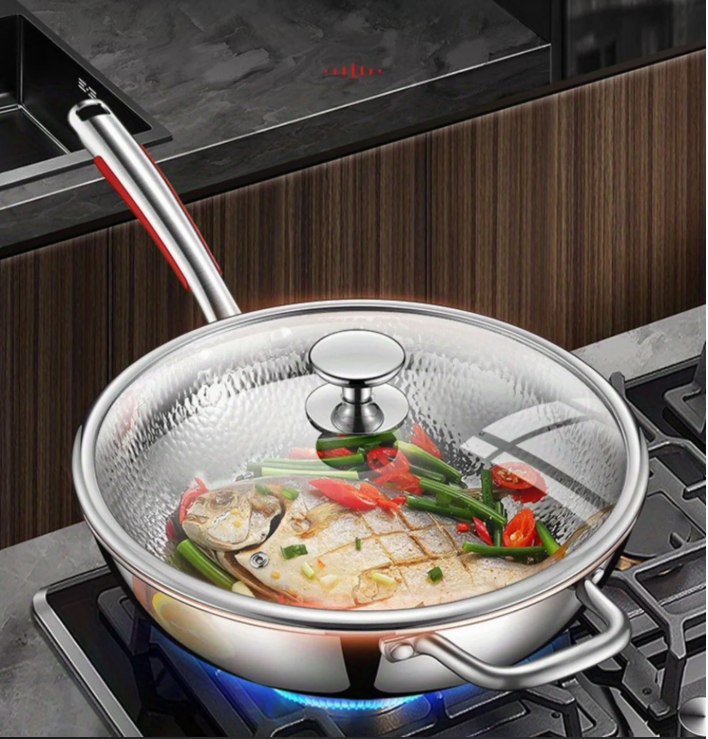 Titanium Wokpan met Ronde Bodem – Ongecoate Roerbakpan voor Keuken