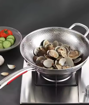 Titanium Wokpan met Ronde Bodem – Ongecoate Roerbakpan voor Keuken