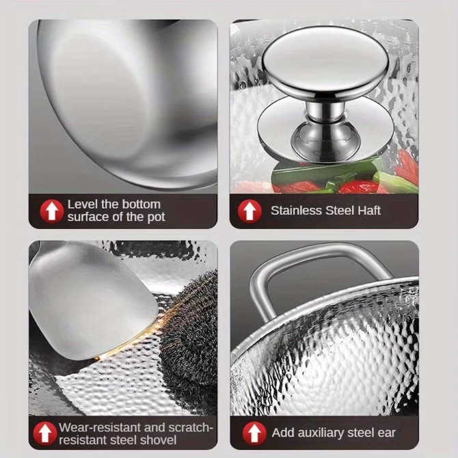 Titanium Wokpan met Ronde Bodem – Ongecoate Roerbakpan voor Keuken