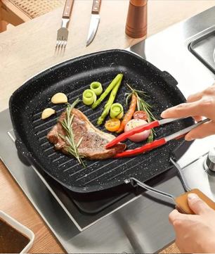 Vierkante Grillpan met Anti-aanbaklaag – Inductie Steakpan voor Binnen Koken