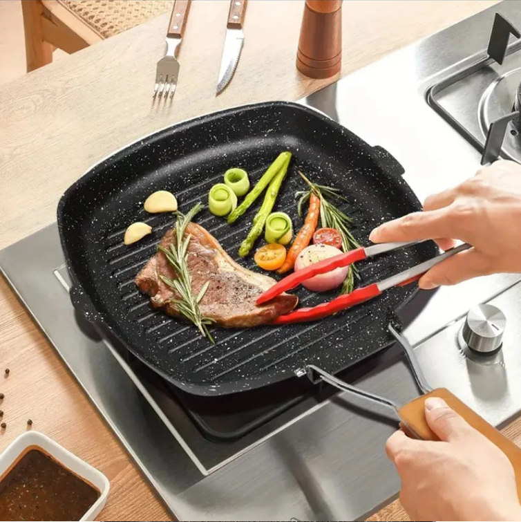 Vierkante Grillpan met Anti-aanbaklaag – Inductie Steakpan voor Binnen Koken