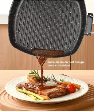 Vierkante Grillpan met Anti-aanbaklaag – Inductie Steakpan voor Binnen Koken