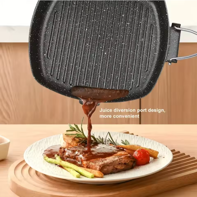 Vierkante Grillpan met Anti-aanbaklaag – Inductie Steakpan voor Binnen Koken