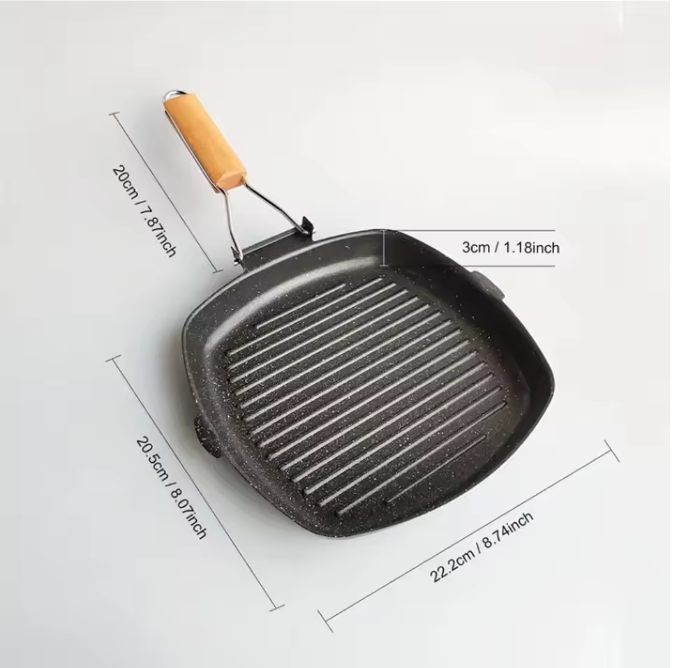 Vierkante Grillpan met Anti-aanbaklaag – Inductie Steakpan voor Binnen Koken
