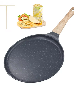 Crêpepan 24 cm met Anti-aanbaklaag en Spreidspatel – Platte Koekenpan