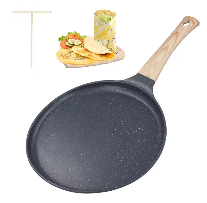 Crêpepan 24 cm met Anti-aanbaklaag en Spreidspatel – Platte Koekenpan