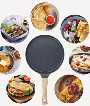 Crêpepan 24 cm met Anti-aanbaklaag en Spreidspatel – Platte Koekenpan