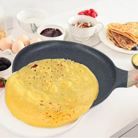 Crêpepan 24 cm met Anti-aanbaklaag en Spreidspatel – Platte Koekenpan