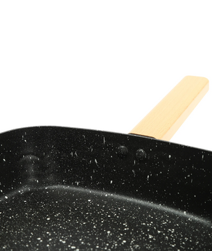 Vierkante Koekenpan 18 cm met Anti-aanbaklaag – Omeletpan met Houten Handvat